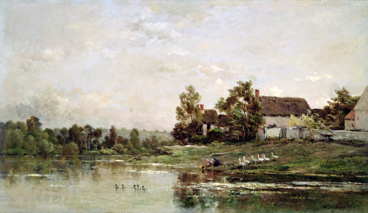 Die Ufer der Seine bei Portejoie von Charles Francois Daubigny