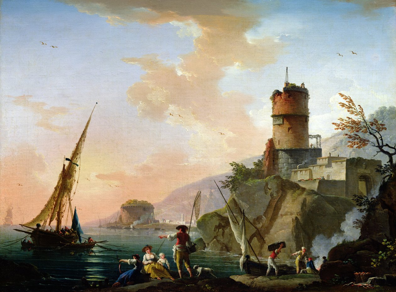 Ansicht eines Mittelmeerhafens von Charles Francois Lacroix de Marseille