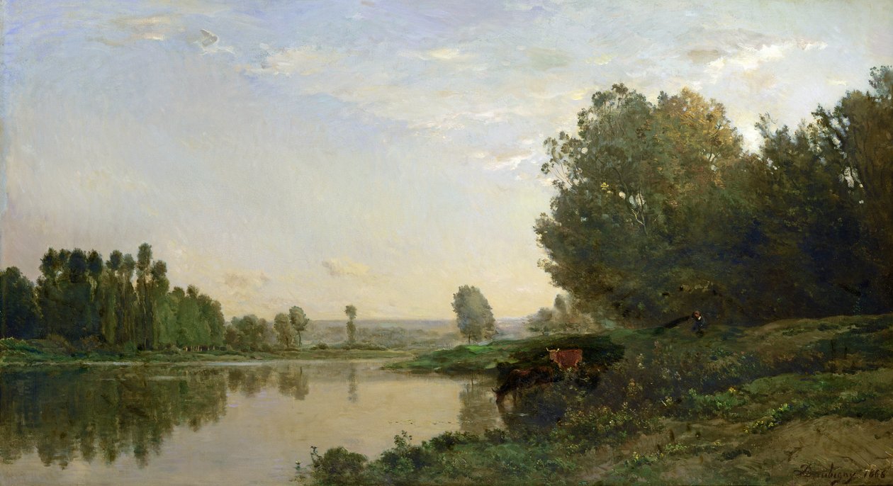 Die Ufer der Oise, Morgen, 1866 von Charles Francois Daubigny