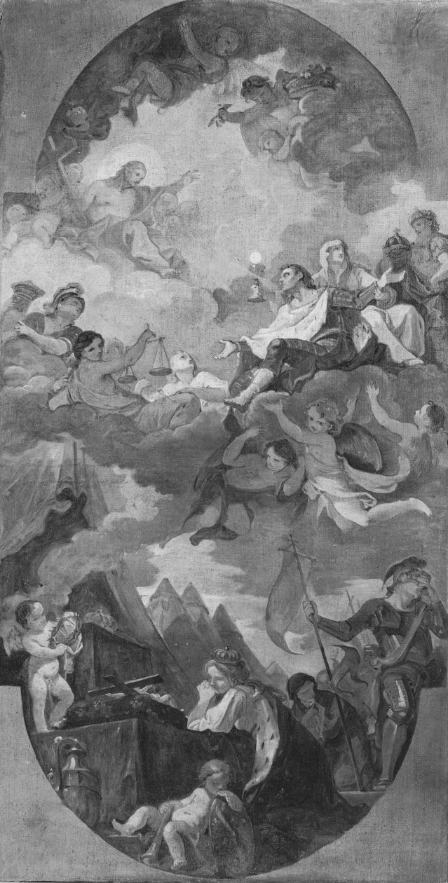 Apotheose des Heiligen Ludwig, Skizze für die Decke der Kirche San Luigi dei Francesi, Rom, 1754-56 von Charles Joseph Natoire