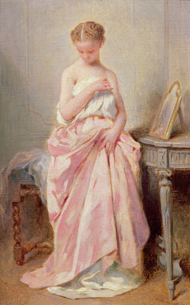 Mädchen in einem rosa Kleid von Charles Joshua Chaplin