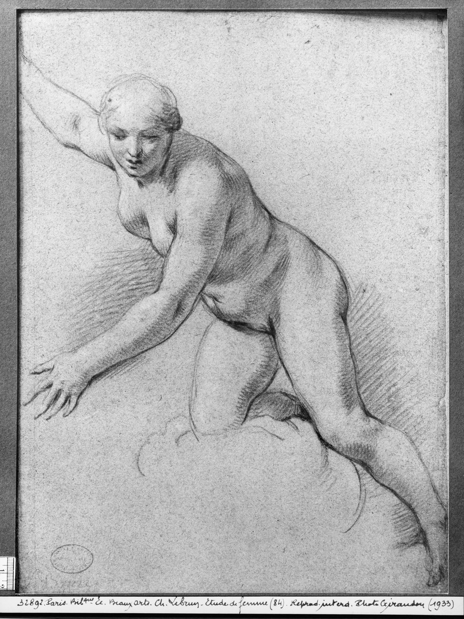 Frau kniend auf einer Wolke von Charles Le Brun