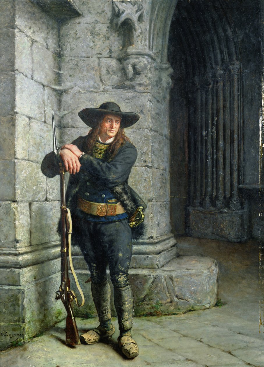 Bewaffneter Bretone bewacht eine Veranda von Charles Loyeux
