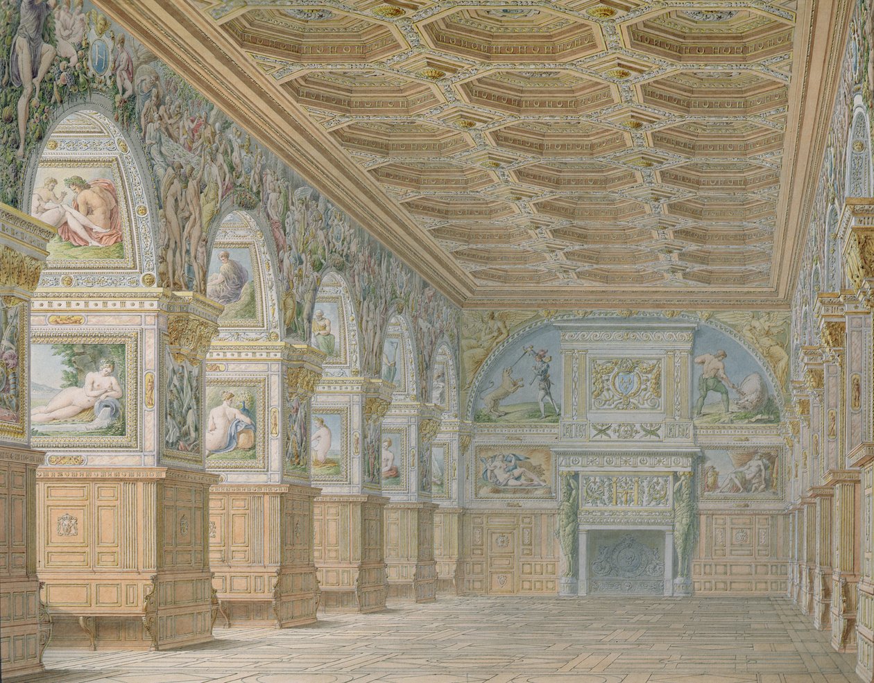 Ms 1014 Der Ballsaal in Fontainebleau, Platte aus einem Album von Charles Percier