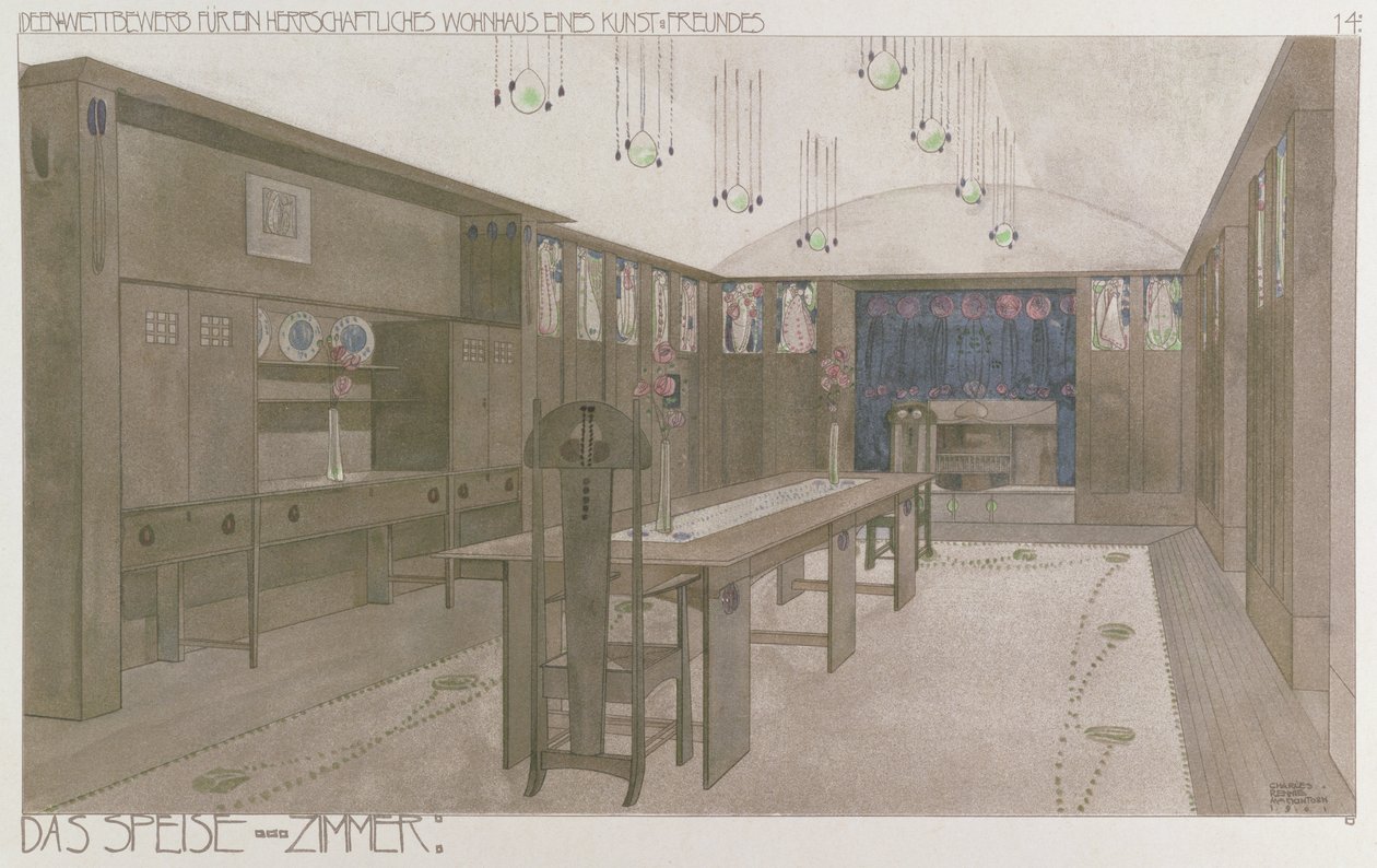 Entwurf für ein Esszimmer, 1901 von Charles Rennie Mackintosh