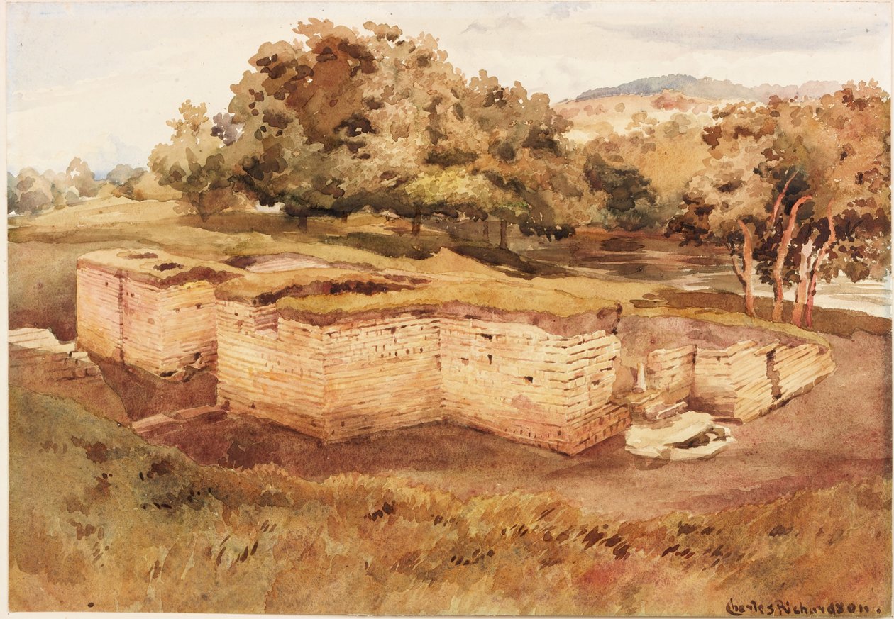 Die römischen Bäder, Chesters, North Tyne (Westansicht) von Charles Richardson