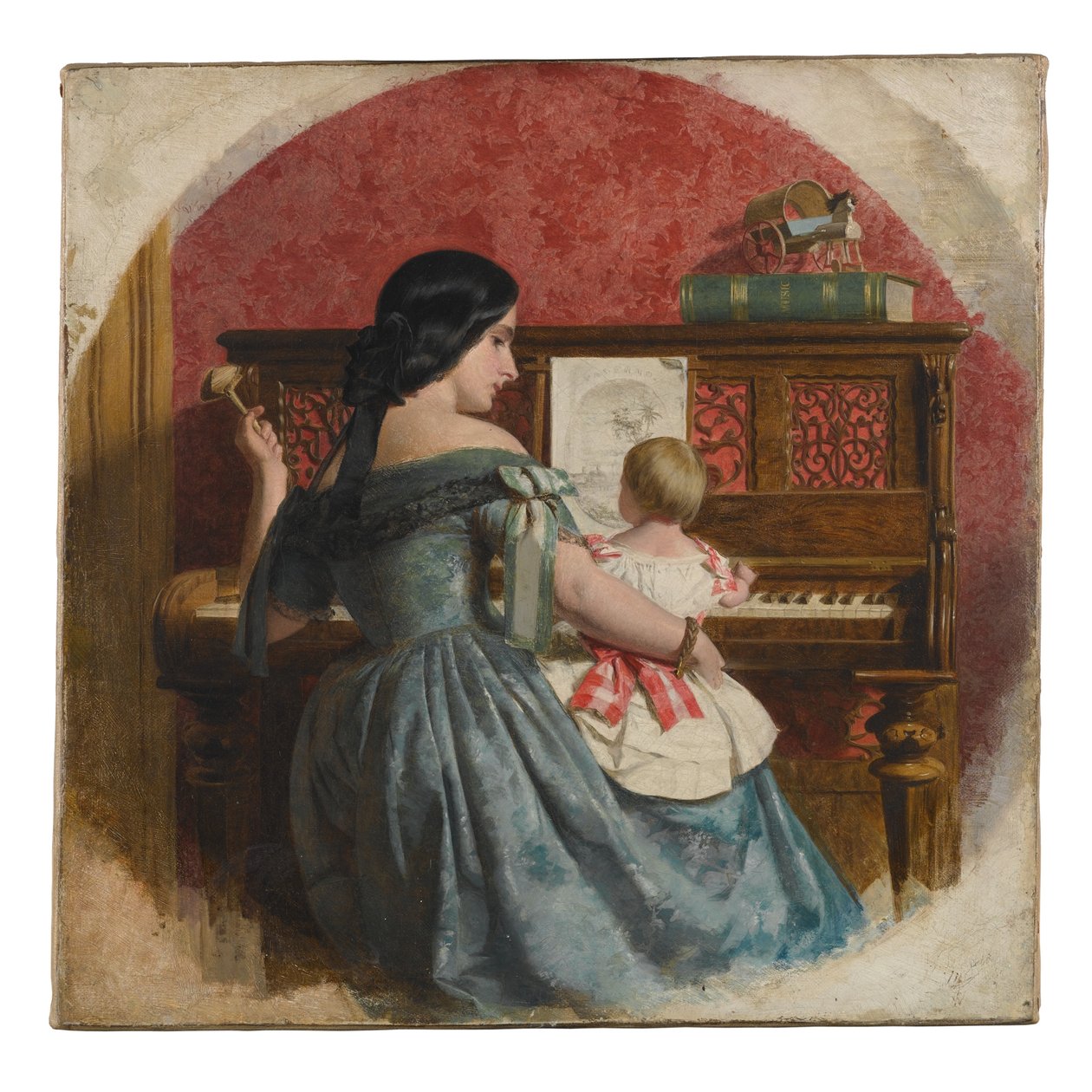 Innenraum mit Mutter und Kind am Klavier, ca. 1860 von Charles West Cope