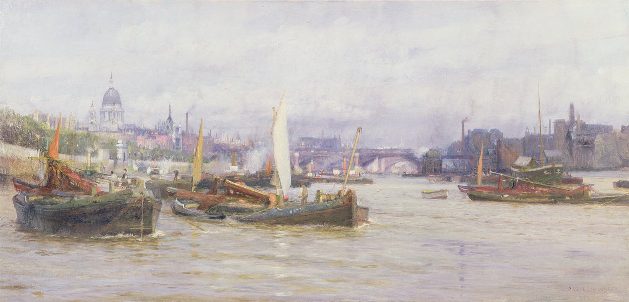 Schiffe auf der Themse von Charles William Wyllie