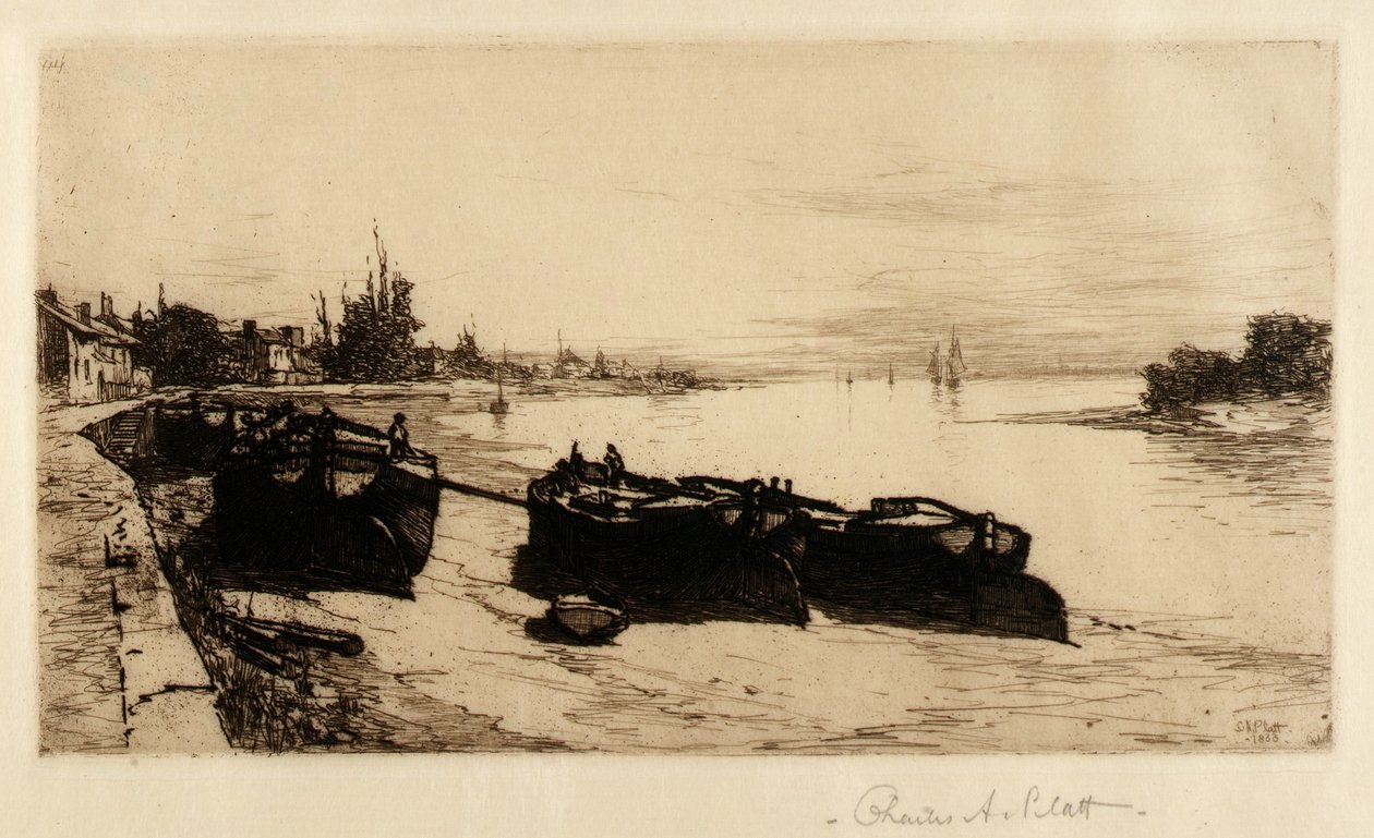 Kanalboote auf der Themse von Charles A. Platt