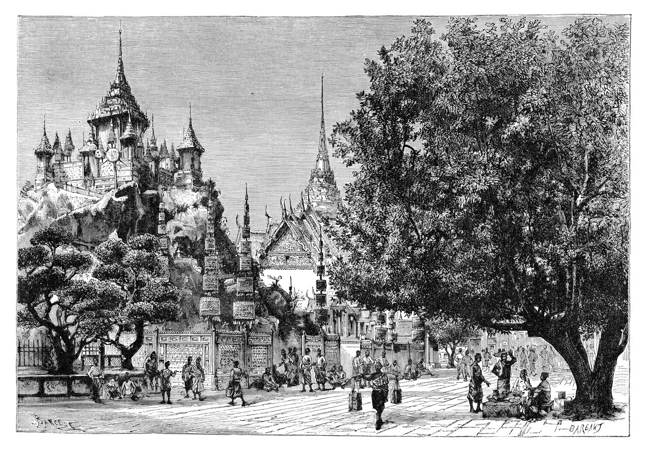 Eine Straße in Bangkok, Thailand, 1895 von Charles Barbant
