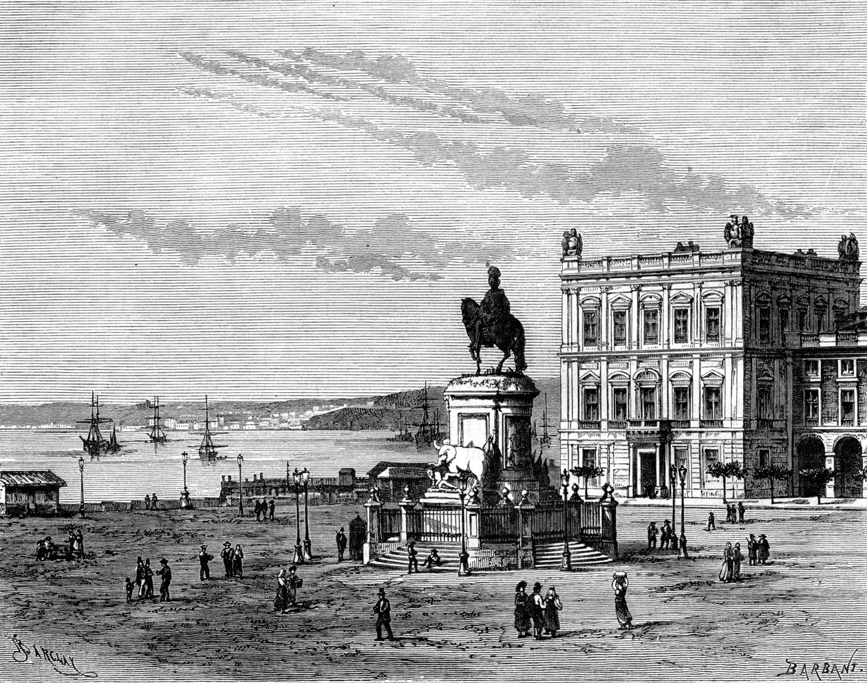 Praça do Comércio, Lissabon, Portugal, 19. Jahrhundert von Charles Barbant