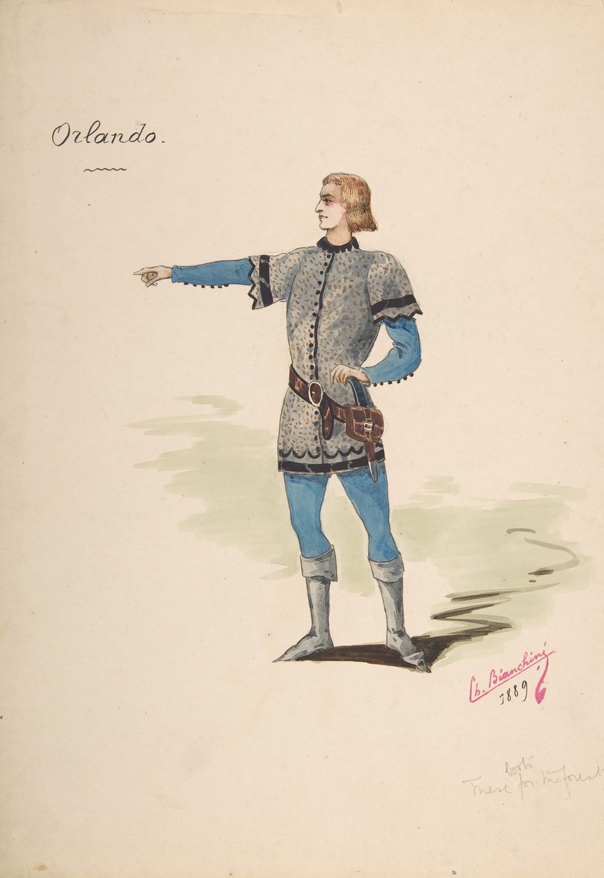 Kostümentwurf für Orlando, 1889 von Charles Bianchini