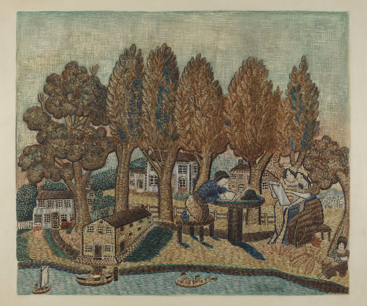 Stickmustertuch, ca. 1940 von Charles Bowman