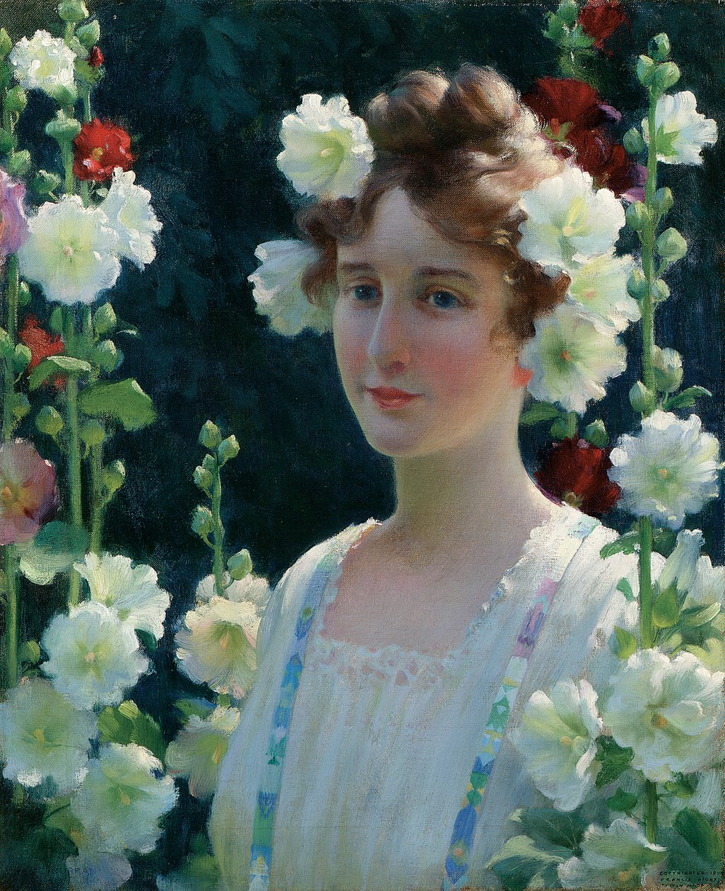 Unter den Stockrosen von Charles Courtney Curran