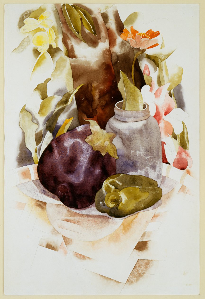Aubergine und grüne Paprika von Charles Demuth