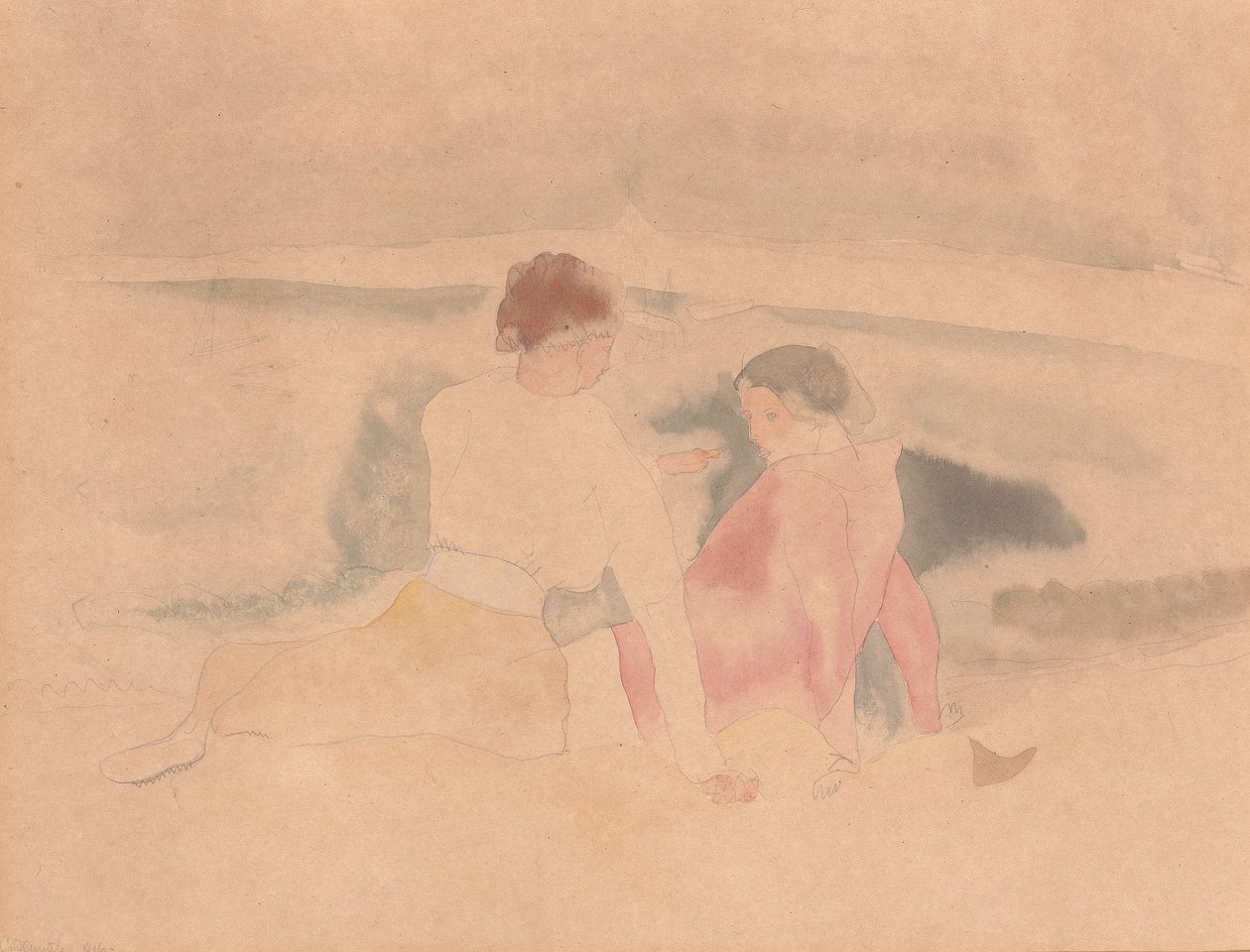 Ohne Titel (Zwei Frauen und Boote) von Charles Demuth