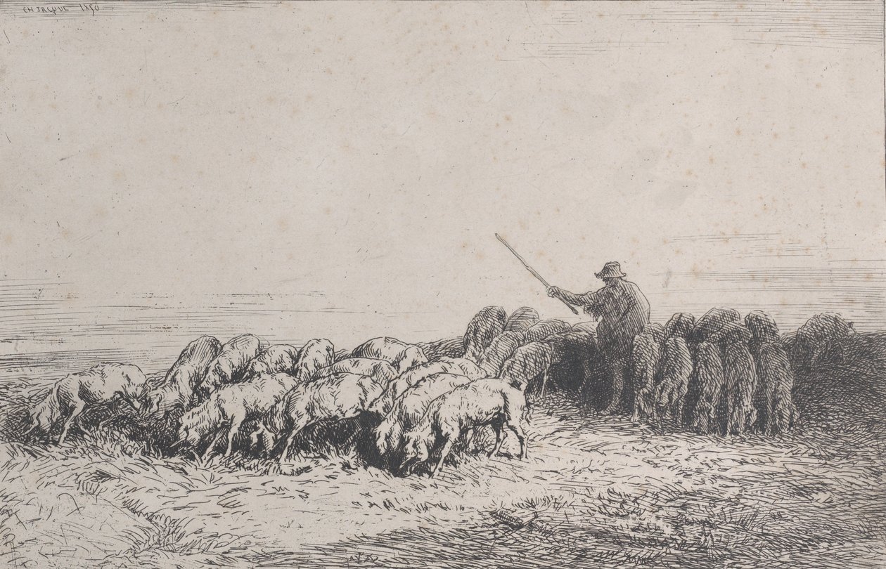 Eine Schweineherde, 1850 von Charles Emile Jacque