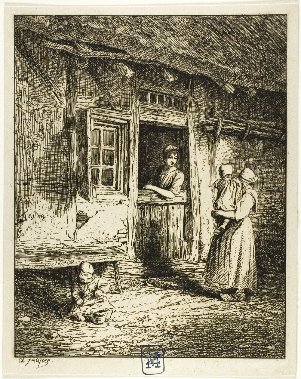 Eingang zu einem Bauernhaus von Charles Emile Jacque