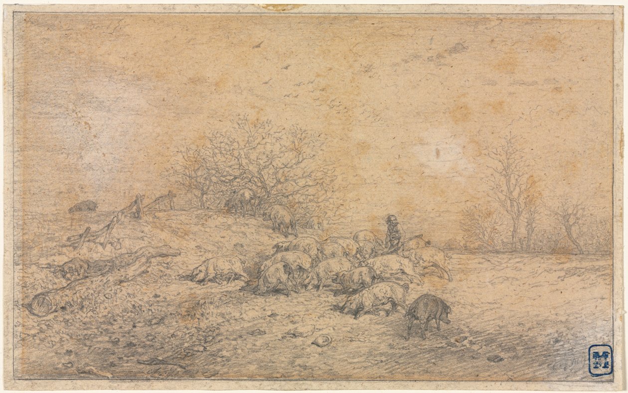 Schweineherde von Charles Emile Jacque