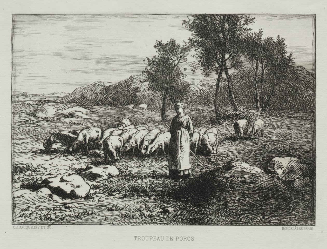 Schweineherde von Charles Emile Jacque