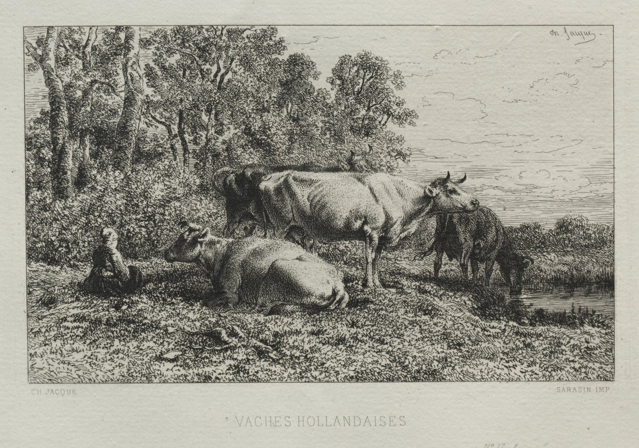 Holländische Kühe von Charles Emile Jacque