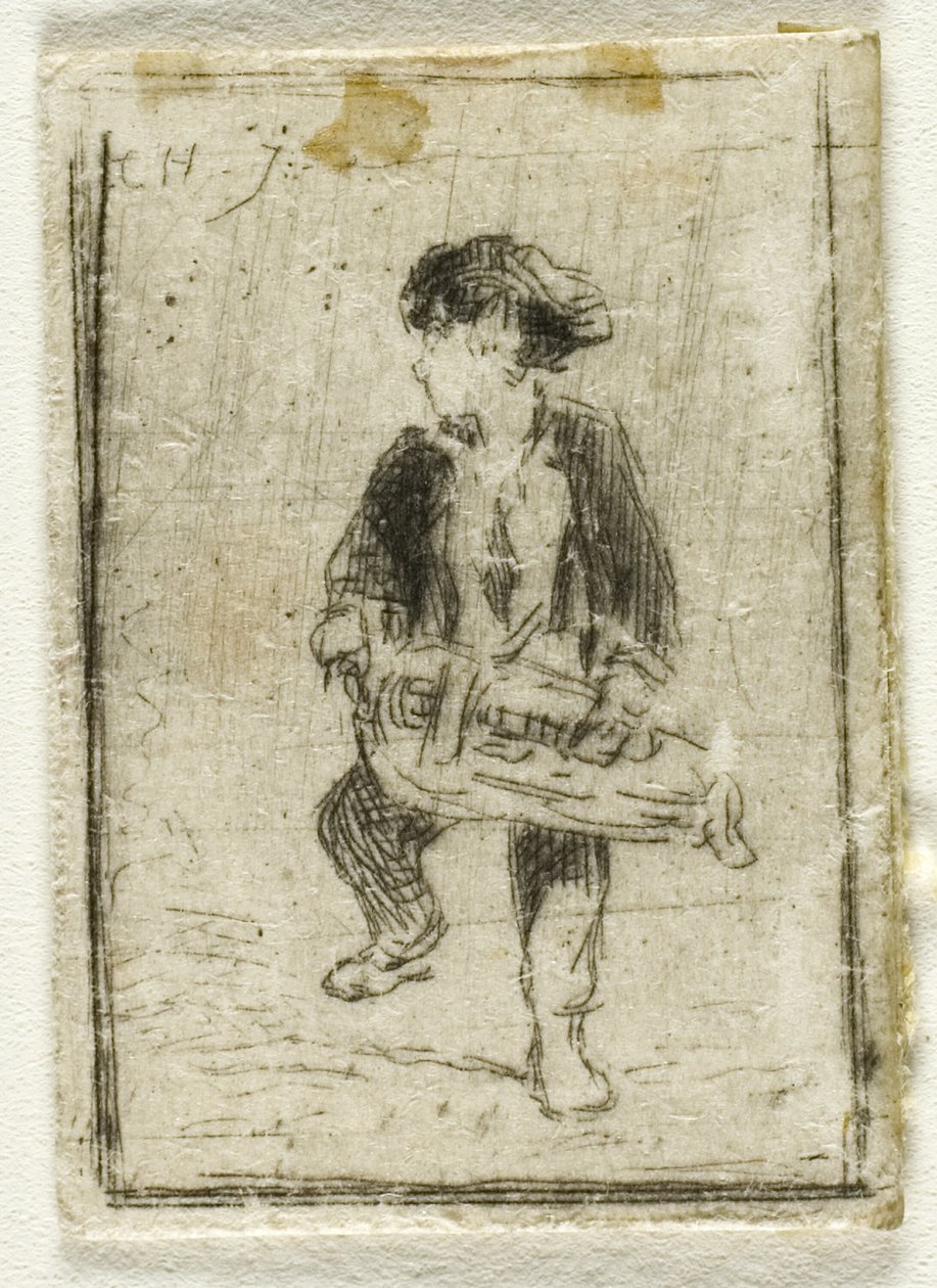 Drehleierspieler von Charles Emile Jacque