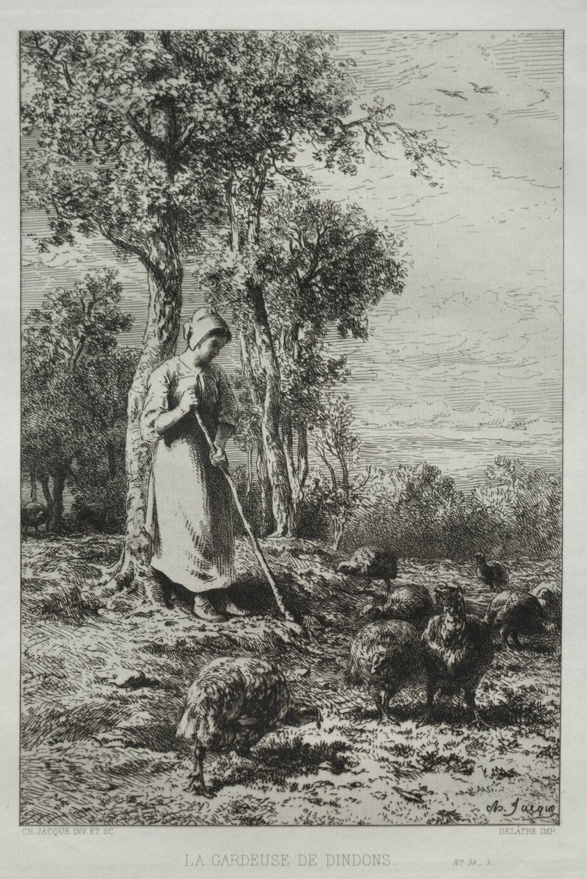 Hüter der Truthähne von Charles Emile Jacque