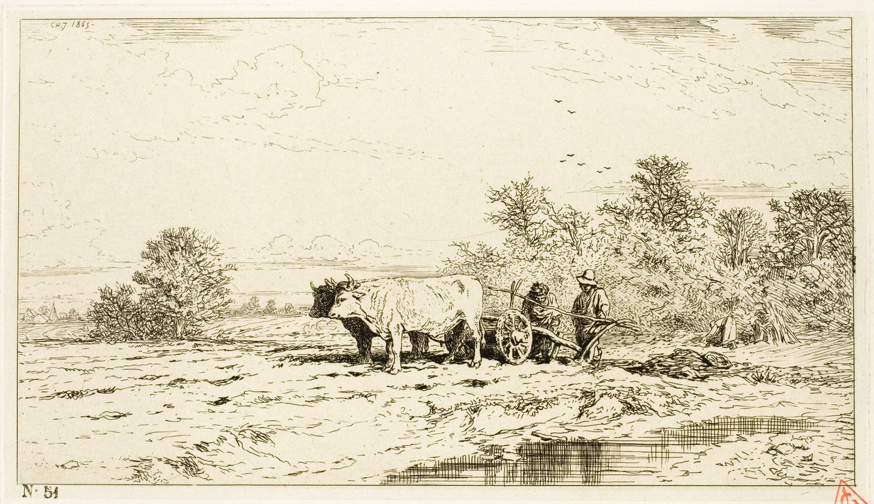 Landschaft mit Landarbeitern von Charles Emile Jacque