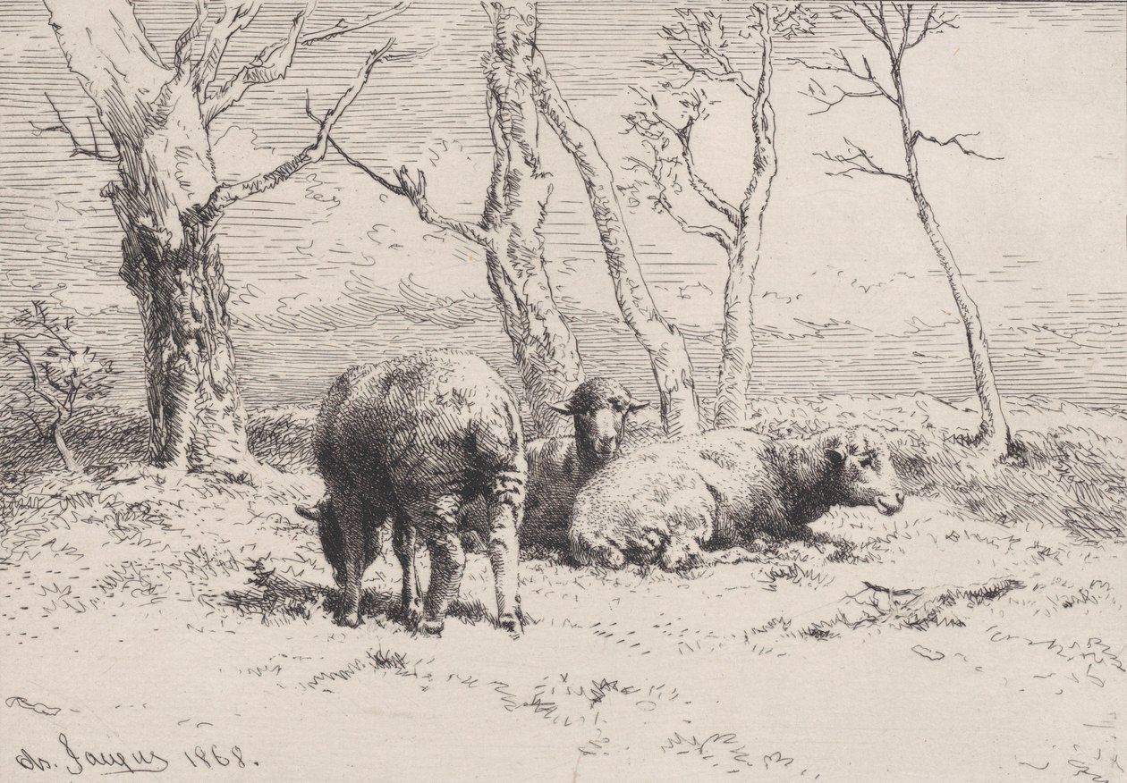 Schafe, 1868 von Charles Emile Jacque