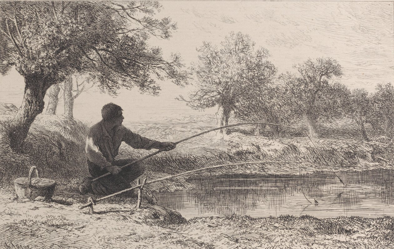 Pêche au Vif, 1864 von Charles Emile Jacque