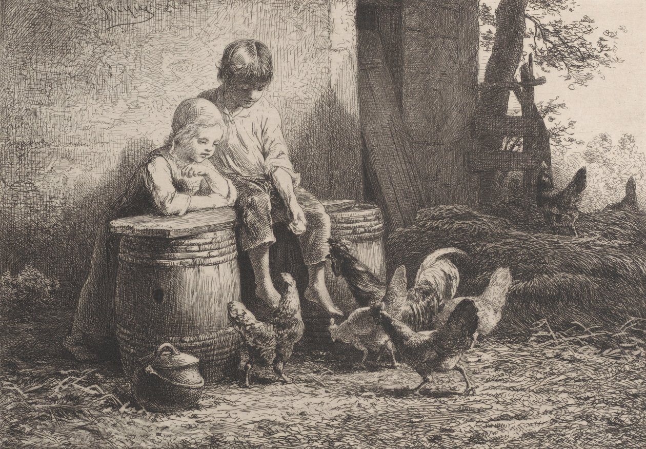 Petits, petits!!, 1864 von Charles Emile Jacque