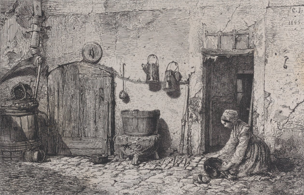 Putzfrau, 1844 von Charles Emile Jacque