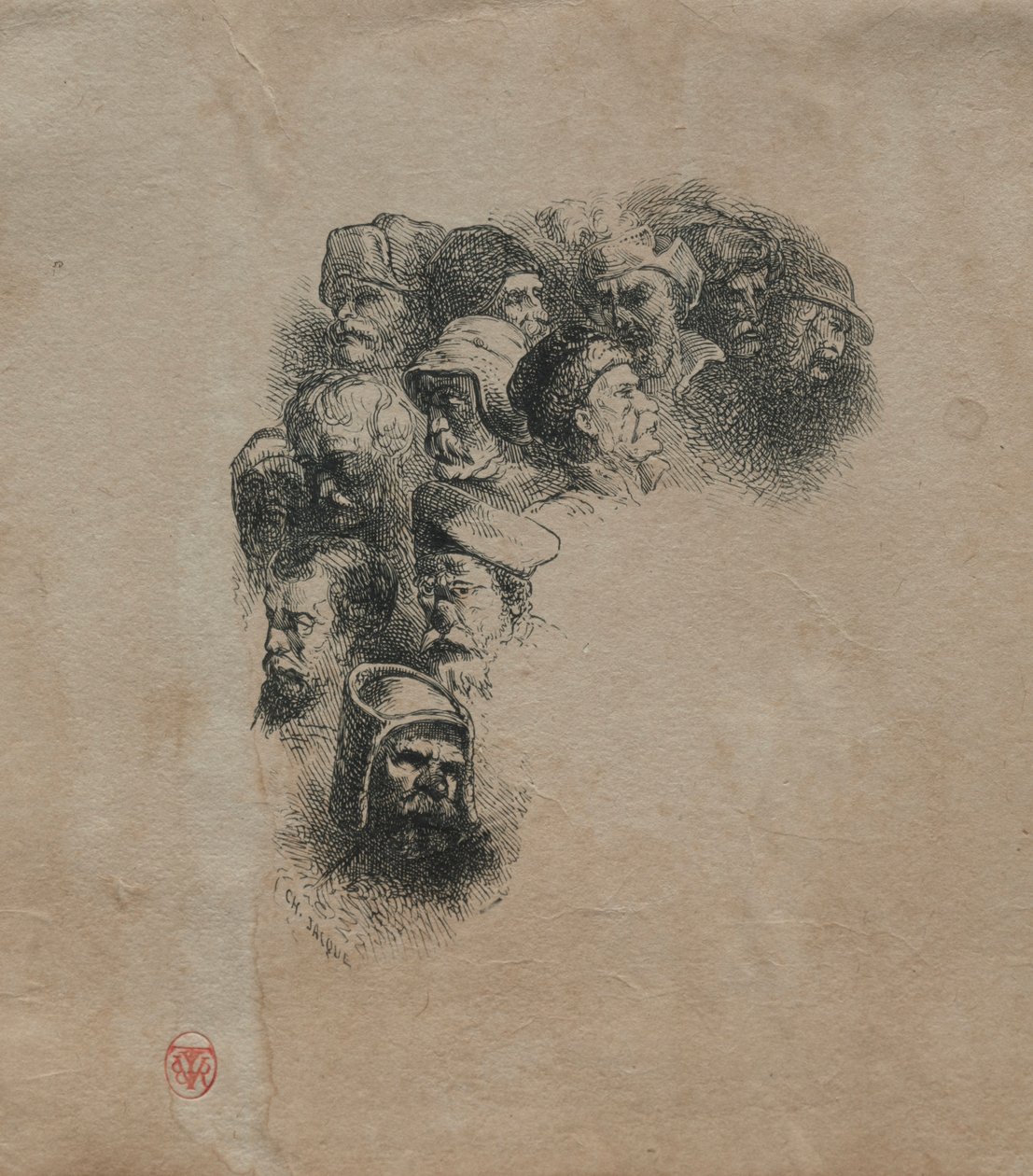 Studie von Köpfen von Charles Emile Jacque