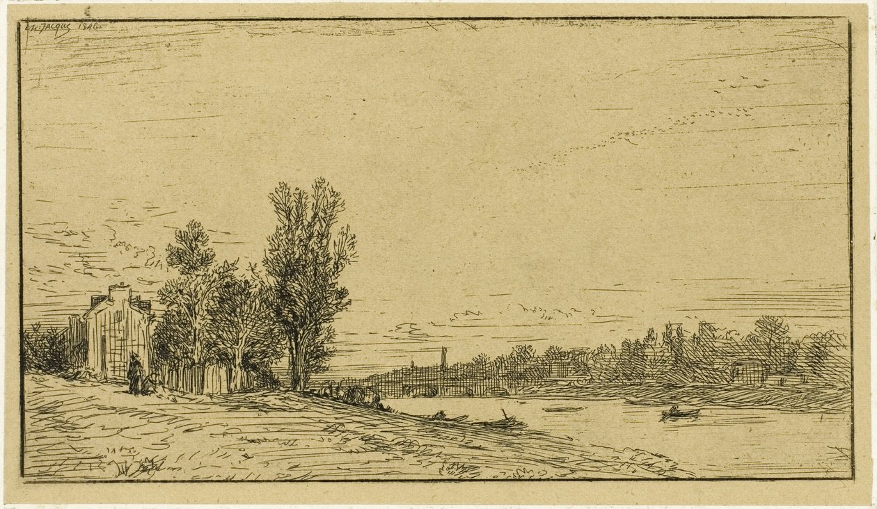 Die Ufer eines Flusses von Charles Emile Jacque