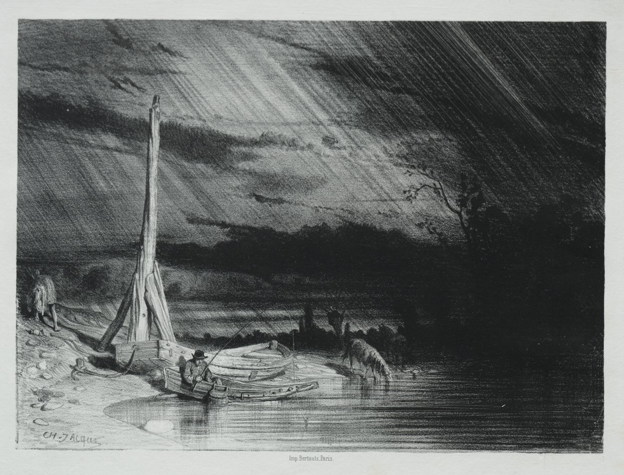 Der Fischer, Regenwetter von Charles Emile Jacque