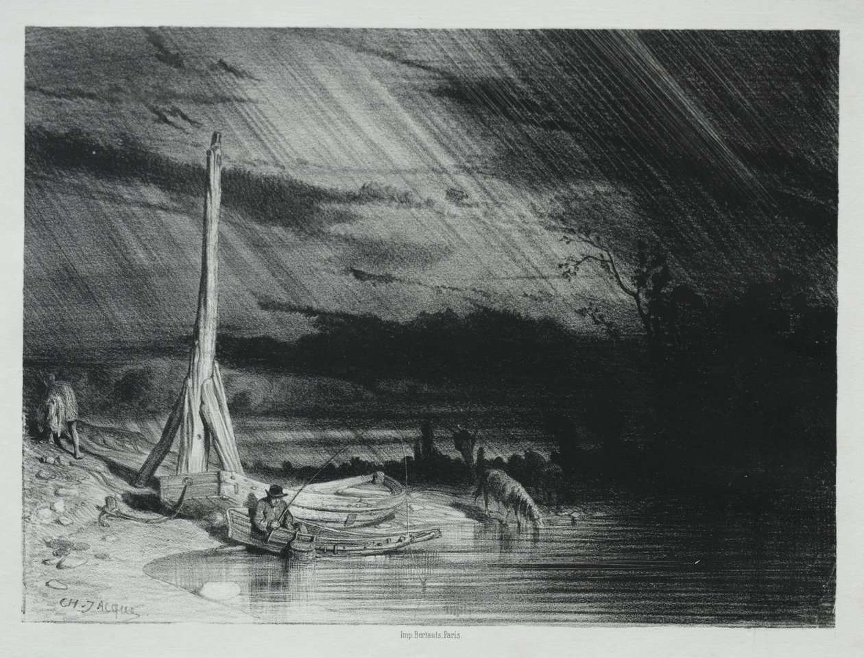 Der Fischer, Regenwetter, 1847 von Charles Emile Jacque