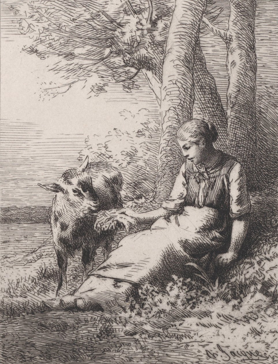 Eine Freundschaft, 1867 von Charles Emile Jacque
