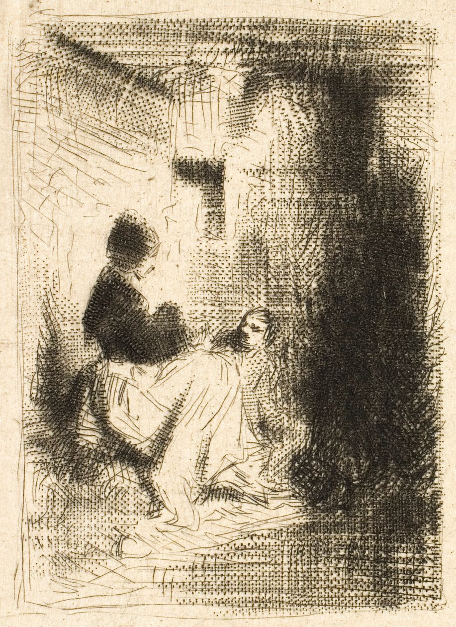 Frau und ihre Kinder von Charles Emile Jacque