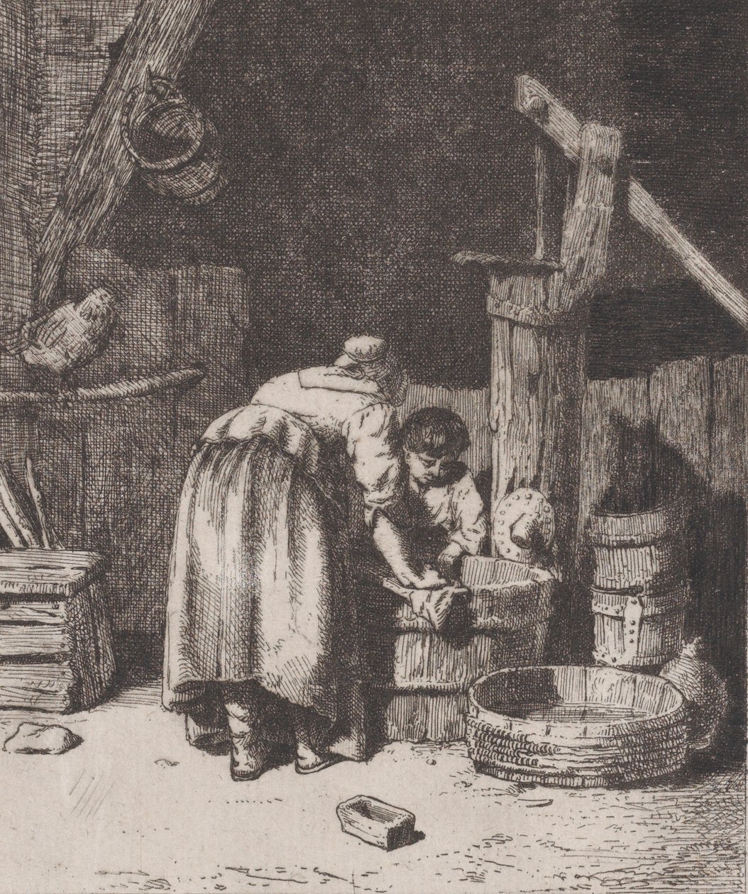 Frauen beim Waschen, ca. 1845-50 von Charles Emile Jacque