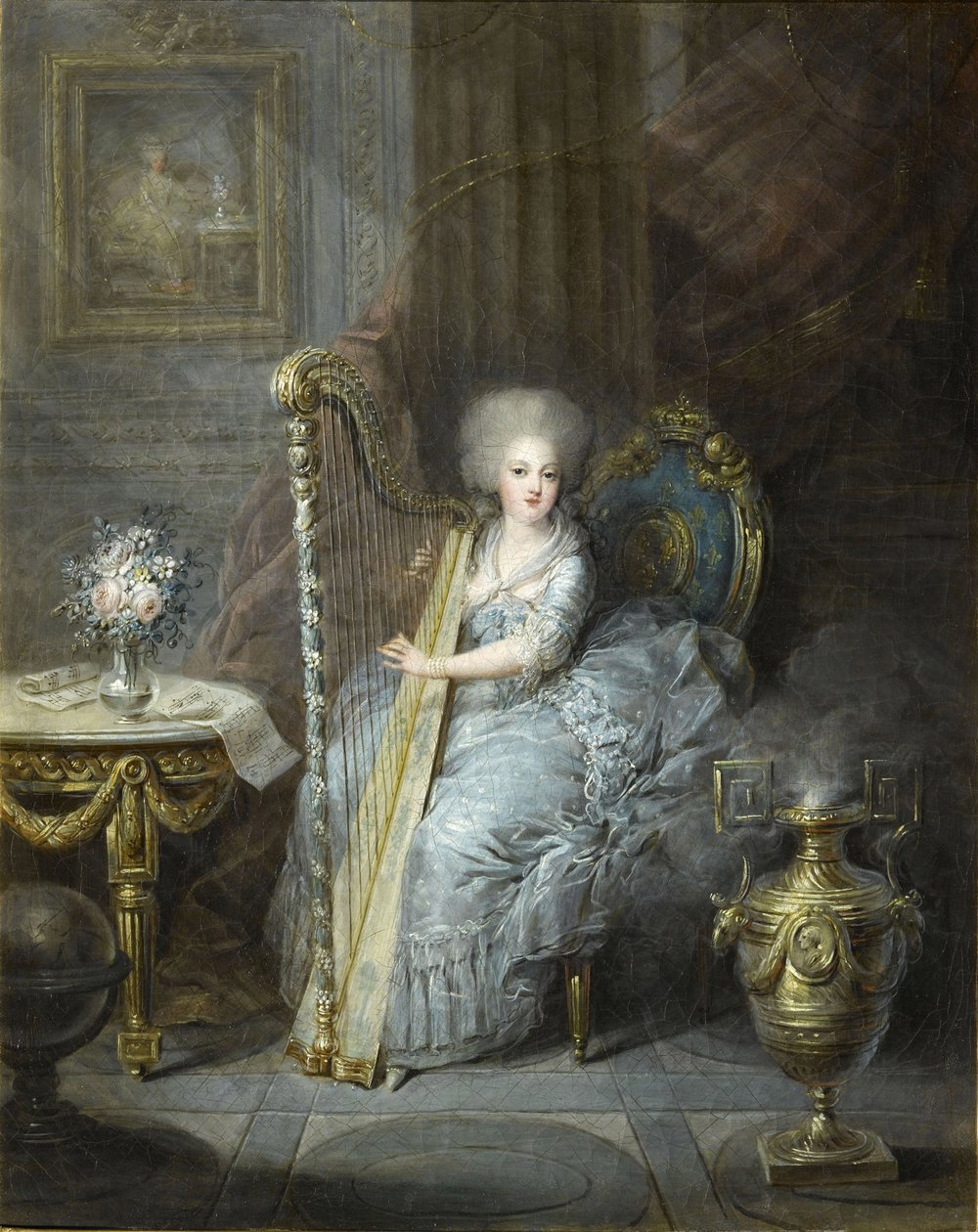 Madame Élisabeth spielt Harfe von Charles Emmanuel Joseph Leclercq