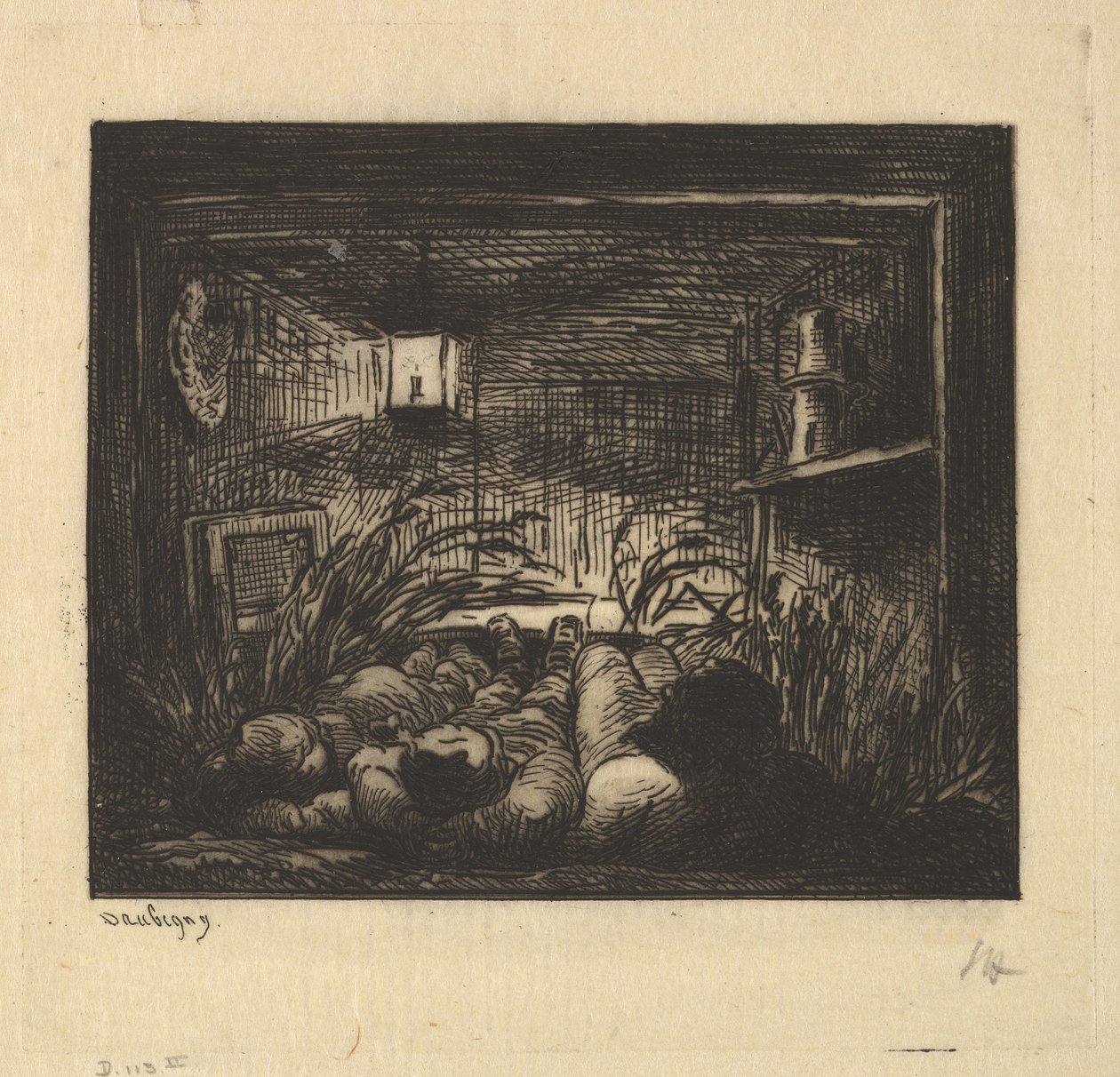 Schlafen an Bord des Bootes von Charles Francois Daubigny