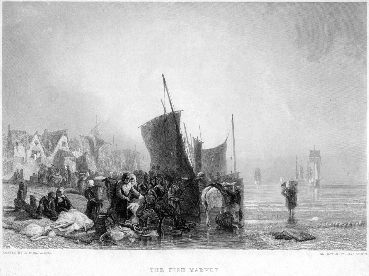 Der Fischmarkt, ca. 1820er Jahre von Charles Lewis