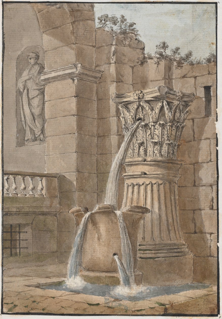 Brunnen in einem Innenhof von Charles Louis Clerisseau