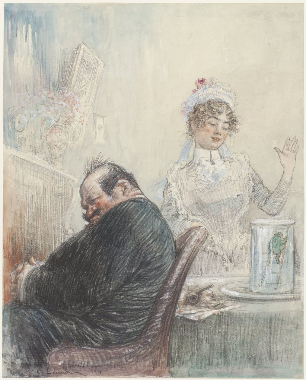 Der Greis und der Frosch von Charles Lucien Leandre