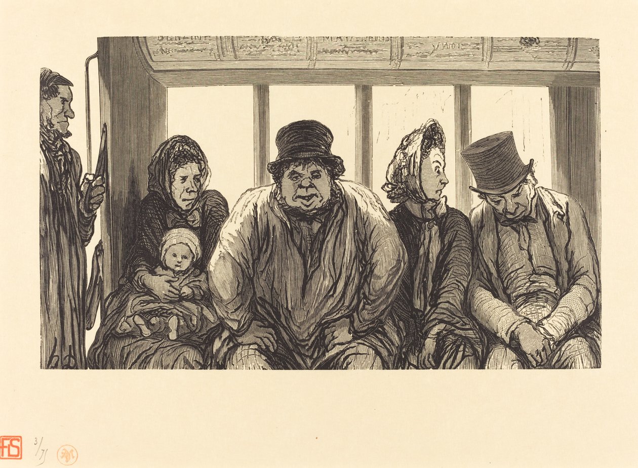 Innenraum eines Omnibusses von Charles Maurand after Honoré Daumier