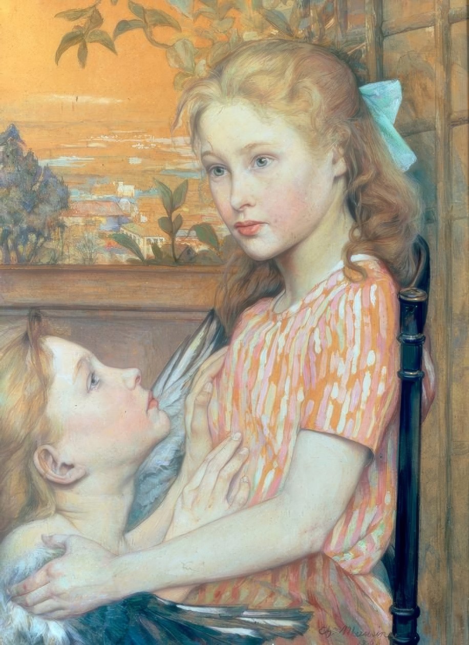 Junges Mädchen mit Schutzengel von Charles Maurin
