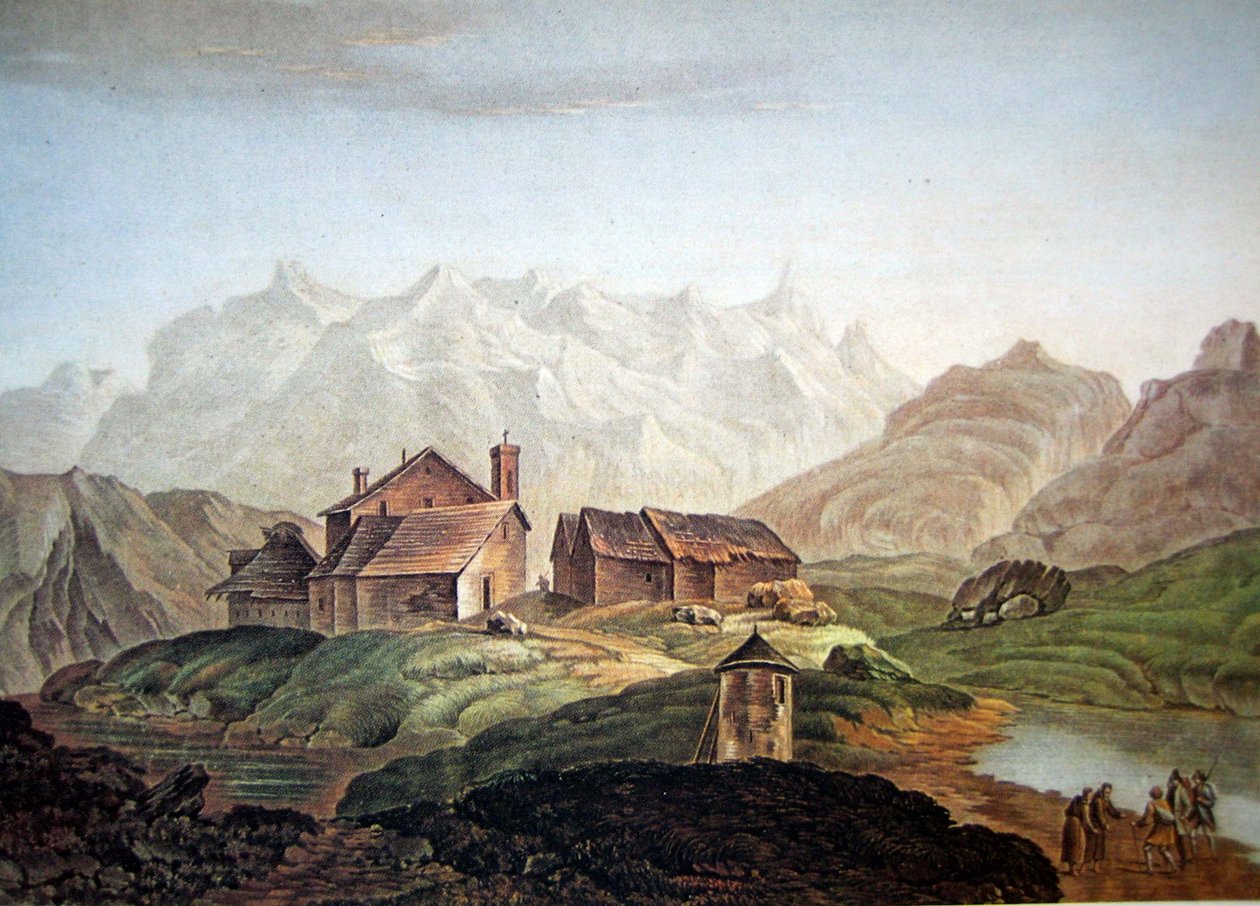 Gotthardhospiz 1785 von Charles Melchior Descourtis