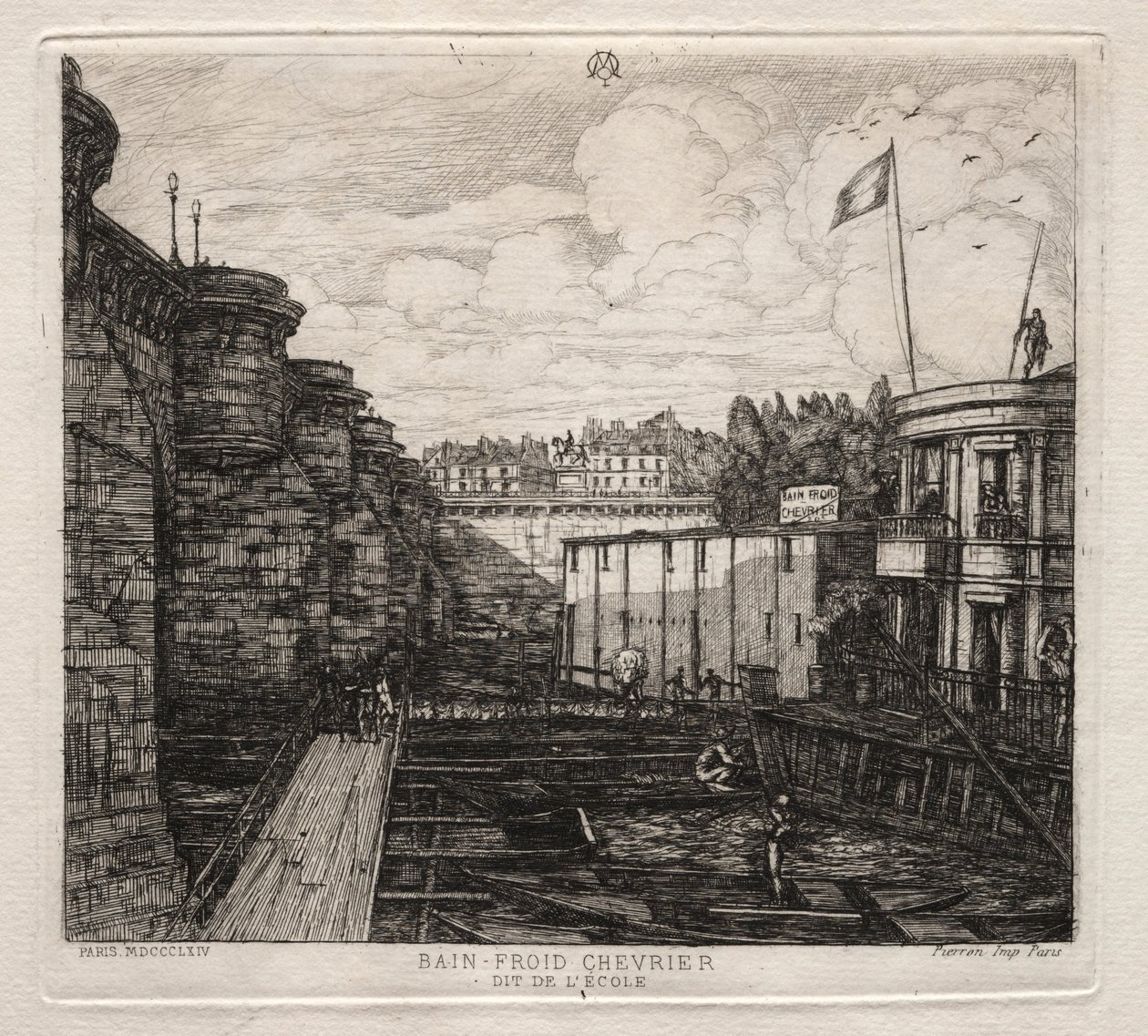 Chevriers Kaltbadeanstalt, Paris von Charles Meryon