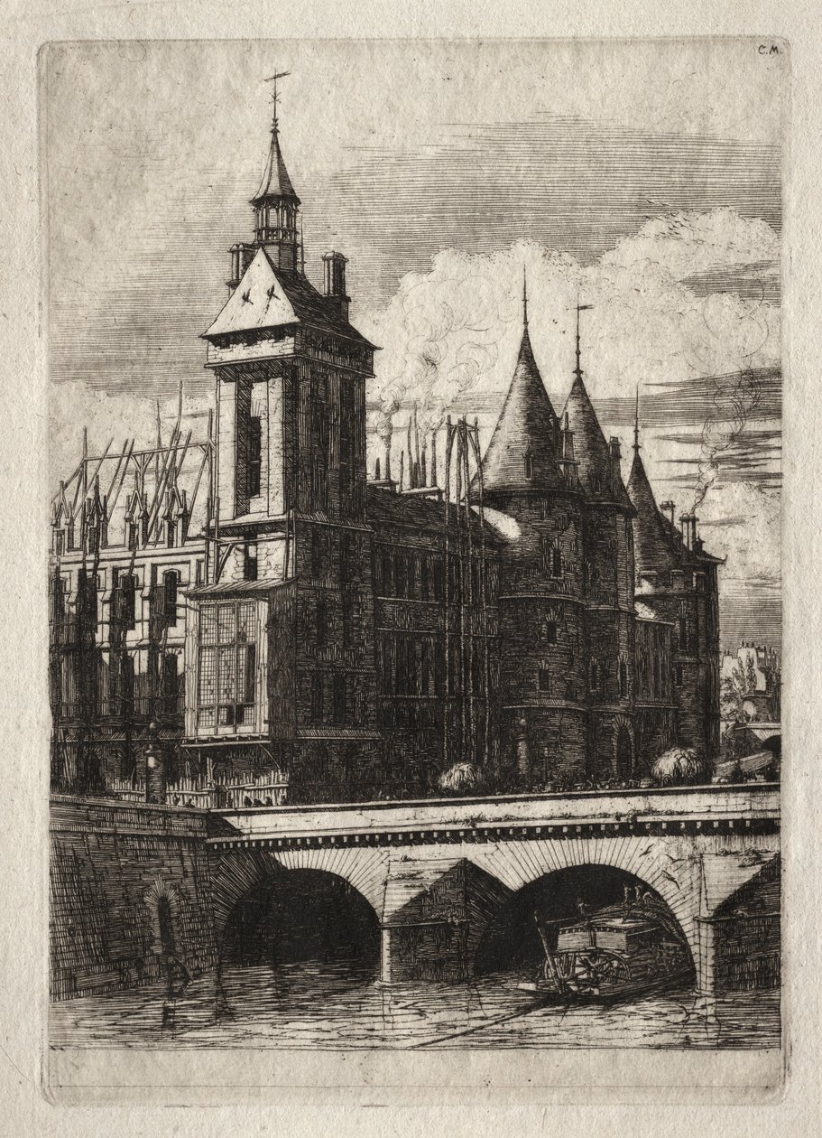 Radierungen von Paris: Der Uhrturm, 1852 von Charles Meryon