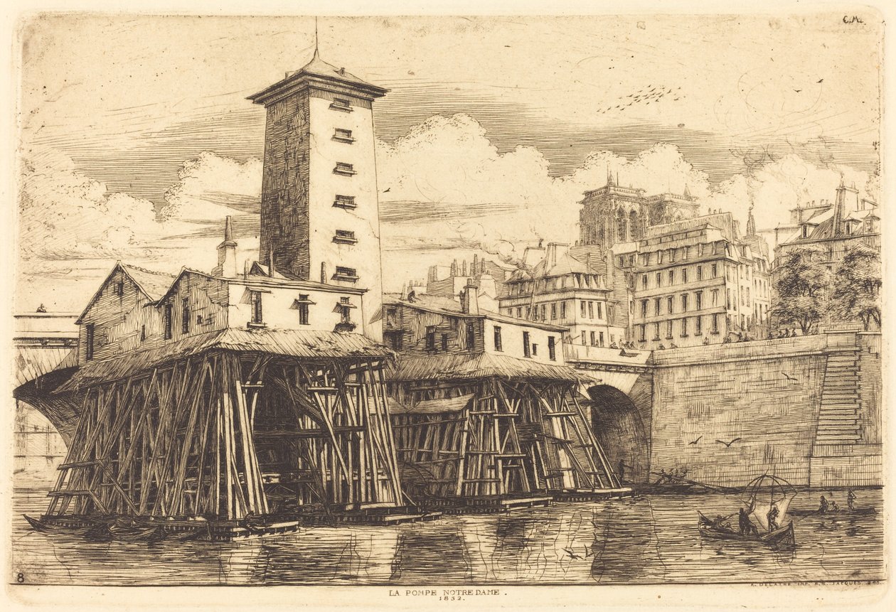La Pompe Notre-Dame, Paris (Die Notre-Dame-Pumpe) von Charles Meryon